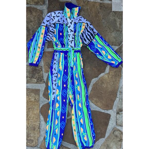 Vintage Obermeyer Reversible Janet Ski Snow Suit Retro Neon Women’s Size 8 - Picture 2 of 14
